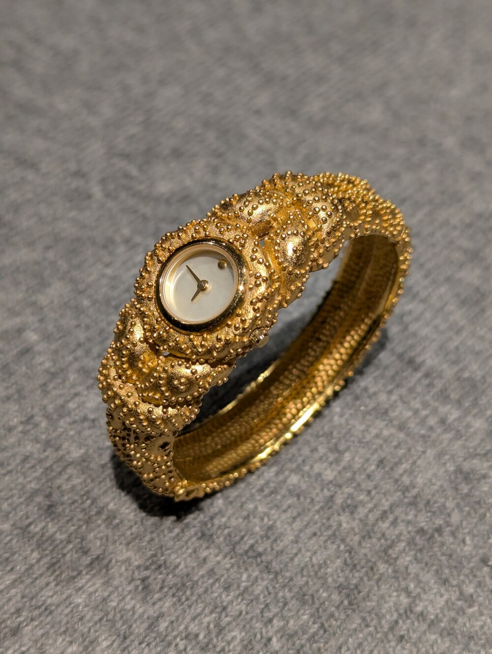 Franklin Mint Mary McFadden Etruscan Gold Cuff Watch Vintage Designer Bangle